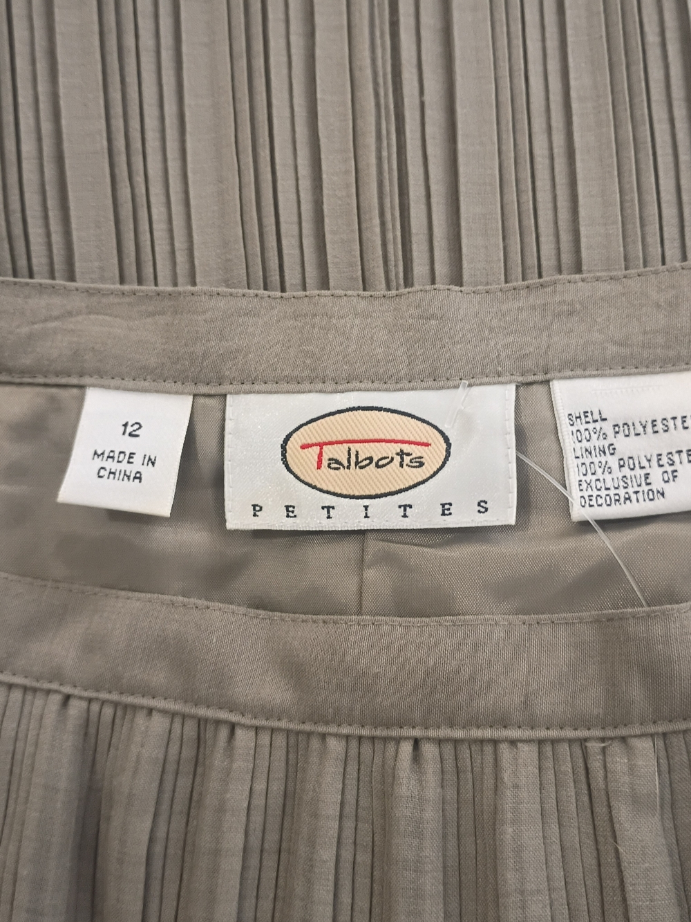 Talbots Pleated Sage Green Single Tier Flowy FullyLined Skirt 12P Fairy Festival
